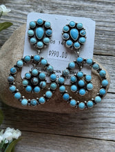 Load image into Gallery viewer, Navajo Sterling Silver Turquoise Cluster Earrings Sheila