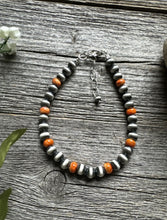 Load image into Gallery viewer, Genuine Orange Spiny Oyster 6mm 7 Inch 925 Sterling Silver Pearls Bead Bracelet