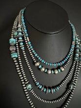 Load image into Gallery viewer, Lot of 5 Sterling Silver Turquoise Pearls Bead Necklaces Set. 16 - 24 inch. Gift