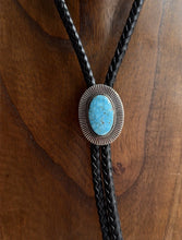 Load image into Gallery viewer, Native American Sterling Silver Kingman Turquoise Bolo Tie Pendant A Jake