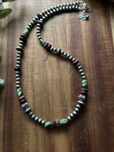 Load image into Gallery viewer, Sterling Silver Purple Spiny Oyster Sonoran Gold Turquoise Pearls Bead Necklace