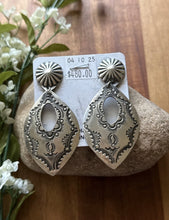 Load image into Gallery viewer, Navajo Sterling Silver Stamped Leaf Earrings. VJP Vincent