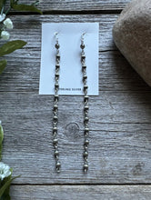Load image into Gallery viewer, Long Sterling Silver 5mm Pearls Rosary Bead Drop Earrings. 5.5 Inch
