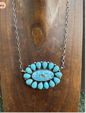 Load image into Gallery viewer, Navajo Sterling Silver Blue Turquoise Cluster Adjustable Chain Necklace PJ