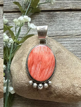 Load image into Gallery viewer, Native American Sterling Silver Red Spiny Oyster Pendant RY