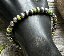 Load image into Gallery viewer, Genuine Green Turquoise 6mm 7 Inch 925 Sterling Silver Pearls Bead Bracelet