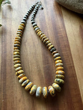 Load image into Gallery viewer, Sterling Silver Graduated Bumblebee Jasper Pearls Bead Necklace 18 inch