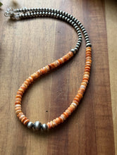 Load image into Gallery viewer, Sterling Silver Orange Spiny Oyster W Multi Bead Pearls Necklace. 18 Inch. Gift