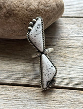 Load image into Gallery viewer, Navajo Sterling Silver White Buffalo Turquoise Adjustable Ring AM