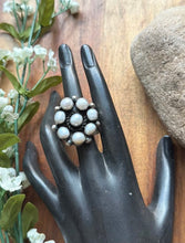 Load image into Gallery viewer, Navajo Sterling Silver Pearl Cluster Adjustable Ring KY Gift