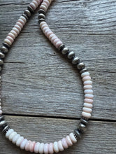 Load image into Gallery viewer, Southwestern Sterling Silver Pink Conch Bead Necklace. 18 Inch