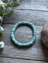 Load image into Gallery viewer, Turquoise Heishi 7 Inch Stretch Elastic Stretchy Bead Bracelet Gift