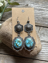 Load image into Gallery viewer, Navajo Sterling Silver Kingman Spiderweb Turquoise Earrings A Albert Jake