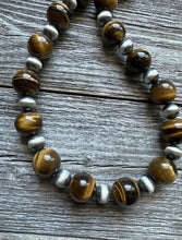 Load image into Gallery viewer, Sterling Silver Tiger’s Eye W Pearls Bead Necklace. 18 inch. Gift