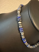 Load image into Gallery viewer, Sterling silver lapis bead necklace 18 inch