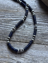 Load image into Gallery viewer, Southwestern Sterling Silver Lapis W Pearls Bead Necklace 18 inch Gift