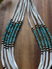 Load image into Gallery viewer, Sterling Silver Multi Strand MOP Mother Of Pearl Turquoise Bead Necklace 22 inch