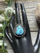 Load image into Gallery viewer, Native American Navajo Sterling Silver Turquoise Ring. Size 8.5 H Happy Piasso