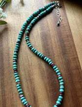 Load image into Gallery viewer, Sterling Silver Turquoise Purple Spiny Oyster Bead Necklace. 20 Inch