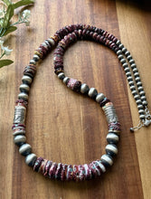 Load image into Gallery viewer, Long Graduated Sterling Silver Purple Spiny Oyster Pearls Bead Necklace 32 Inch