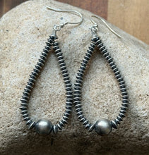 Load image into Gallery viewer, Southwestern Sterling Silver Flat Saucer Pearls Bead Loop Earrings 2.5 Inch