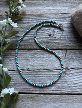 Load image into Gallery viewer, Southwestern Sterling Silver Turquoise 4mm Pearls Bead Necklace. 18 Inch. Gift