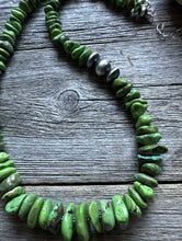 Load image into Gallery viewer, Sterling Silver Green Turquoise Nuggets Bead Necklace. 20 inch