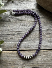 Load image into Gallery viewer, Sterling Silver Charoite W Pearls Bead Necklace. 18 Inch