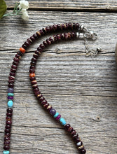 Load image into Gallery viewer, Purple Spiny Oyster Multi Stone Color Sterling Silver Bead Necklace 18 inch Gift