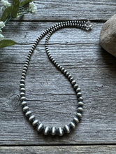 Load image into Gallery viewer, Graduated 925 Sterling Silver Pearls 4mm-8mm Bead Necklace 24 Inch