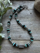 Load image into Gallery viewer, Sterling Silver Onyx Turquoise W Pearls Kokopelli Bead Necklace 18 Inch