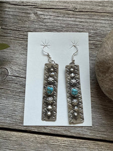 Navajo Native American Sterling Silver Turquoise Earrings R Yazzie Gift