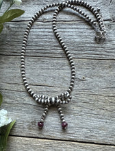 Load image into Gallery viewer, Bow Purple Spiny Sterling Silver 4mm Pearls Bead Necklace. 16 Inch. Gift