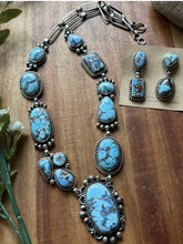 Load image into Gallery viewer, Navajo Sterling Silver Golden Hill Turquoise Chain Lariat Necklace Mary Ellen