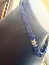 Load image into Gallery viewer, Sterling silver lapis graduated bead necklace 18 inch