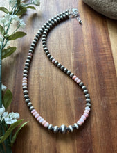 Load image into Gallery viewer, Southwestern Sterling Silver Pink Conch W Pearls Bead Necklace 18 inch Gift