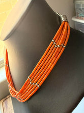 Load image into Gallery viewer, Sterling silver orange coral bead necklace 24 inch