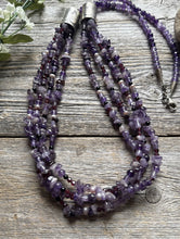 Load image into Gallery viewer, Sterling Silver Multi Strand Stone Purple Pearls Bead Necklace. 32 inch