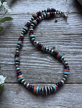 Load image into Gallery viewer, Southwestern Sterling Silver Multi Stone W Pearls Bead Necklace. 18 inch