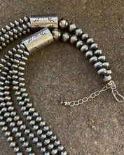Load image into Gallery viewer, 5mm Multi Strand 925 Sterling Silver Oxidized Pearls Bead Necklace 24 Inch