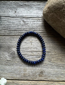 Lapis Lazuli 7 Inch Stretch Bead Bracelet Gift Southwestern