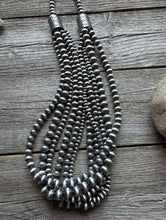Load image into Gallery viewer, 4,5,6,7,8 Multi Strand 925 Sterling Silver Oxidized Pearls Bead Necklace 24 Inch
