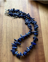 Load image into Gallery viewer, Sterling Silver Lapis Nuggets Turquoise Bead Necklace. 18 inch. Gift