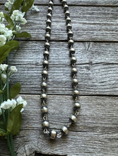 Load image into Gallery viewer, 10mm 18 inch Striped Sterling Silver Pearls Rosary Bead Necklace.