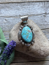 Load image into Gallery viewer, Navajo Native American Sterling Silver Turquoise Handmade Pendant R Yazzie Gift