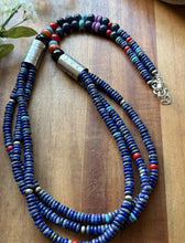 Load image into Gallery viewer, Sterling Silver Multi Strand Stone Lapis Pearls Bead Necklace 26 Inch Navajo RD