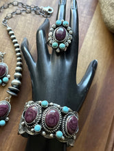 Load image into Gallery viewer, Navajo Sterling Silver Purple Spiny Oyster Turquoise Necklace Cuff Set