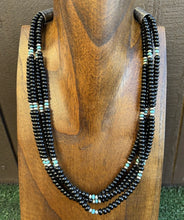 Load image into Gallery viewer, Sterling Silver Multi Strand Black Onyx Turquoise Pearls Bead Necklace. 22 Inch