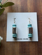 Load image into Gallery viewer, Sterling Silver Blue Turquoise Bead Drop Earrings. 1.75 Inch