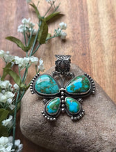 Load image into Gallery viewer, Navajo Sterling Silver Sonoran Gold Turquoise Butterfly Pendant Geneva